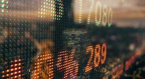 Close up of stock exchange screen