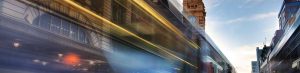Artistically blurred image of Melbourne train station
